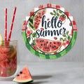 Hello Summer Round Wooden Hanging Wall Sign Beach MDF Plaque Welcome Beach Wood Decor With Rope