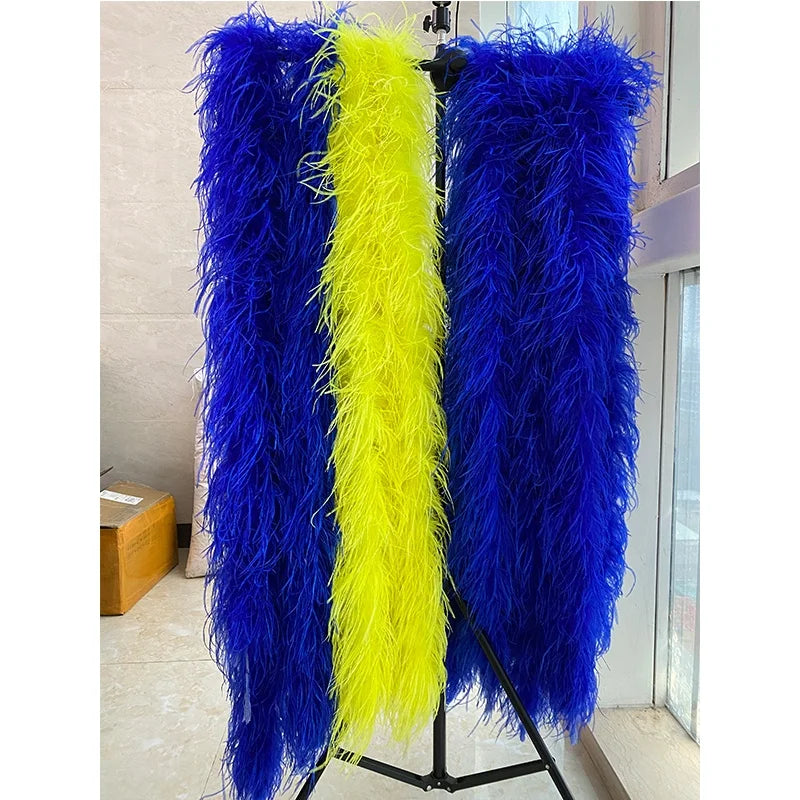 Top Quality Factory Price 10 Ply Ostrich Boa Feather Trimming Fluffy Soft Boa for Wedding Evening Party Clothing Dress