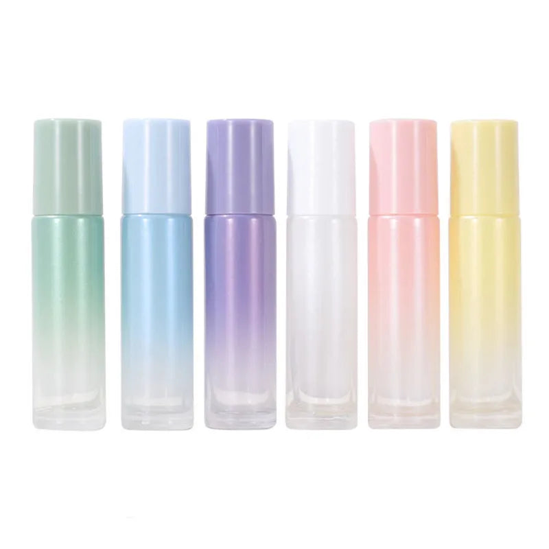 5ml 10ml Glass Gradient Roll on Perfume Bottle Colorful Essential Oil Roller Bottle With Stainless Steel Glass Ball