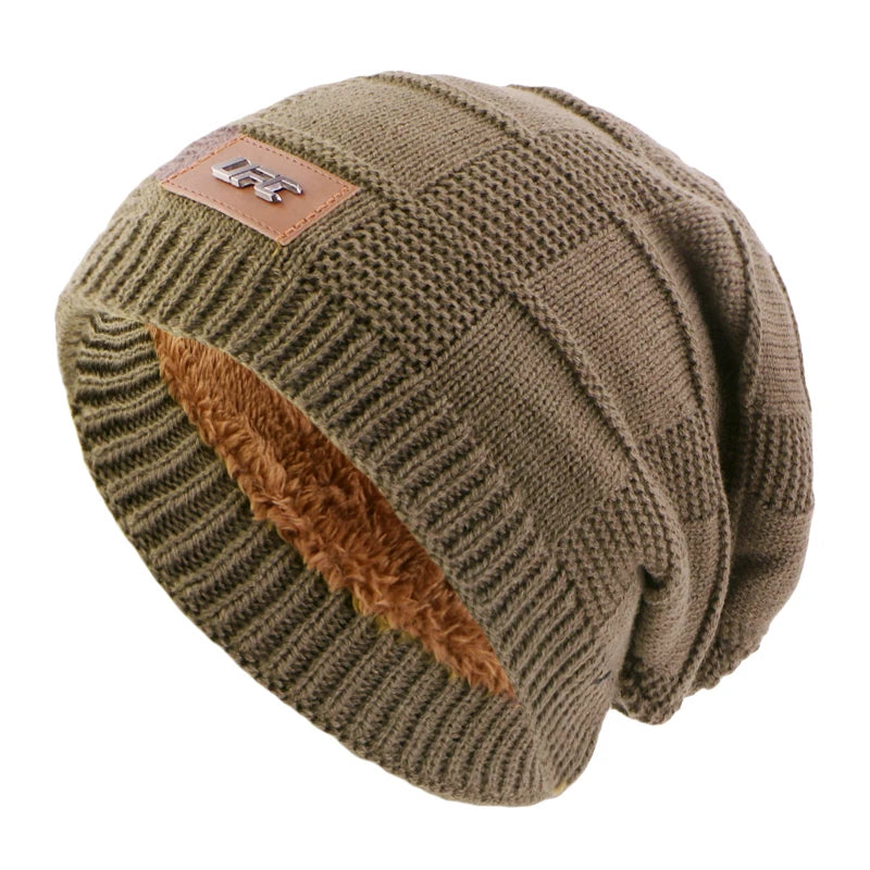 Winter Warm Slouchy Beanie Windproof Soft Wool Knit Skull Cap Plush Lined Knitted Beanie Hats for Men and Women