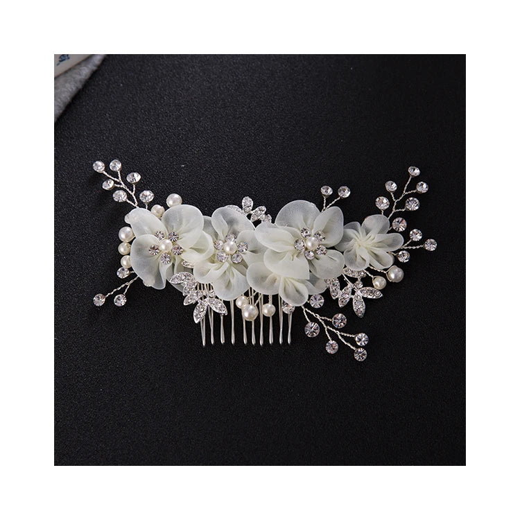 Bridal Wedding Pearl Flowers Bride Marriage Party Rhinestone Hair Comb