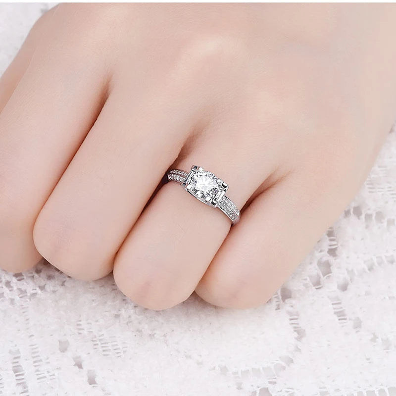 Abiding Fashion Popular Custom Moissanite Diamond Ring 925 Sterling Silver Jewelry 1Ct Adjustable Engagement Ring