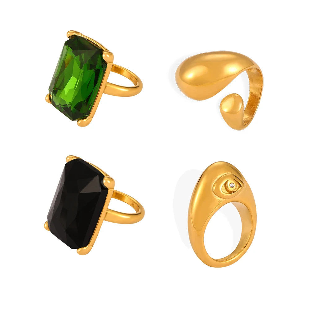 Ins Style Personalized Diamond Design Sense Geometric Ring Female Niche Texture Titanium Steel Gold-plated Index Finger Ring