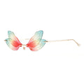 Newest STOCK Wholesale Bling Women's Fashion Vintage Gold Metal Butterfly Shaped Sunglasses Gradient Lenses UV400 Protection