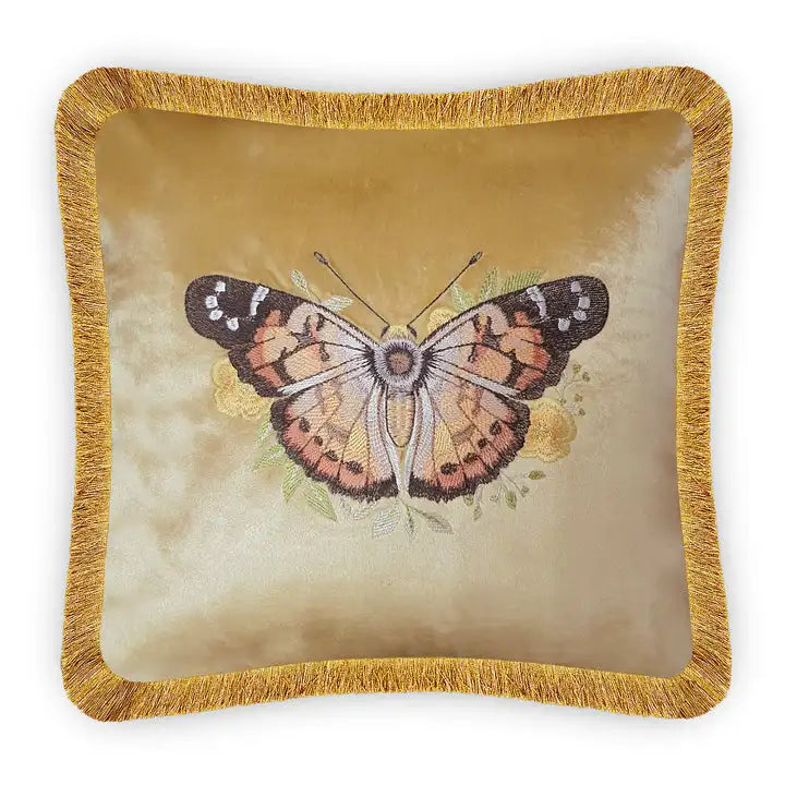 Velvet Cushion Cover Colorful Butterfly Embroidery Decorative Pillowcase Modern Home Decor Throw Pillow for Sofa Chair