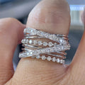 CAOSHI Wholesaler Delicate Geometric Cross Design Cubic Zirconia Band Rings for Wedding Engagement Silver Plated Rings for Women