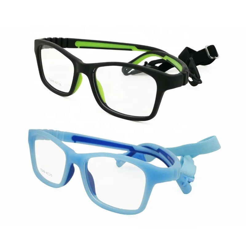 High Classic TR90 Kids Optical Glasses Dual Colors Flexible Hingeless Temple Elastic Adjustable Cord Eyeglasses Frames 309 Kids