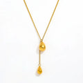 Joolim Jewelry's Classic Geometric Water Drop Tassel Pendant Necklace 18k Gold Plated Stainless Steel Link Chain-Wholesale