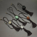 100% Handmade Bohemian Natural Crystal Pendant Necklace  Hand-Knotted Rope & Tassel Custom Healing Stone Sweater Chain Wholesale