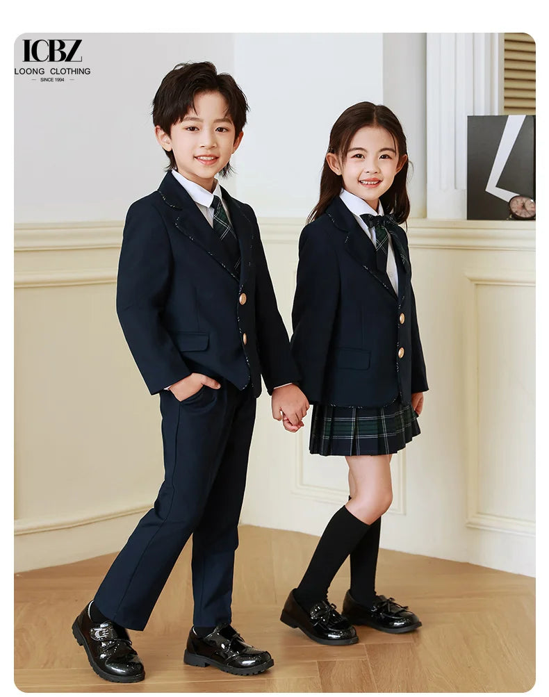 Children's School Uniform College Style Suit Kindergarten Garden Suit Primary School Students Class Uniform Three-piece Suit