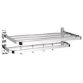 AKPN Modern 304 Stainless Steel 60cm Towel Shelf Wall-Mounted Towel Racks with 5 Hooks for Home Hotel Bathroom