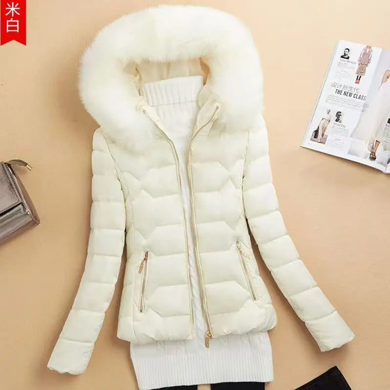 New Ladies Winter Coat Women Down Cotton Hooded Jacket Casual Warm Outerwear Jackets Female Parkas Girls Fur Collar Clothes