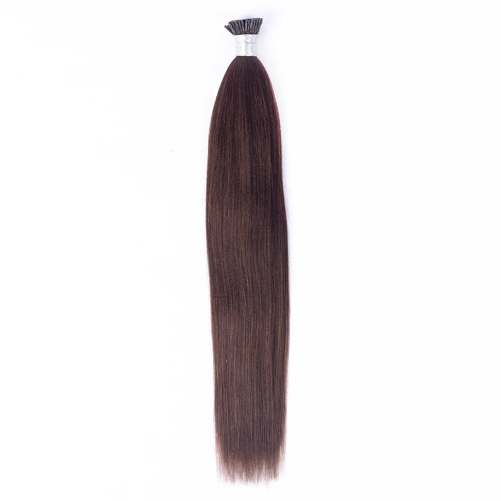 Best Quality Double Drawn I Tip Hair 100% Raw Hair Customized Color2 Yaki Straight I Tip Human Hair Extensions