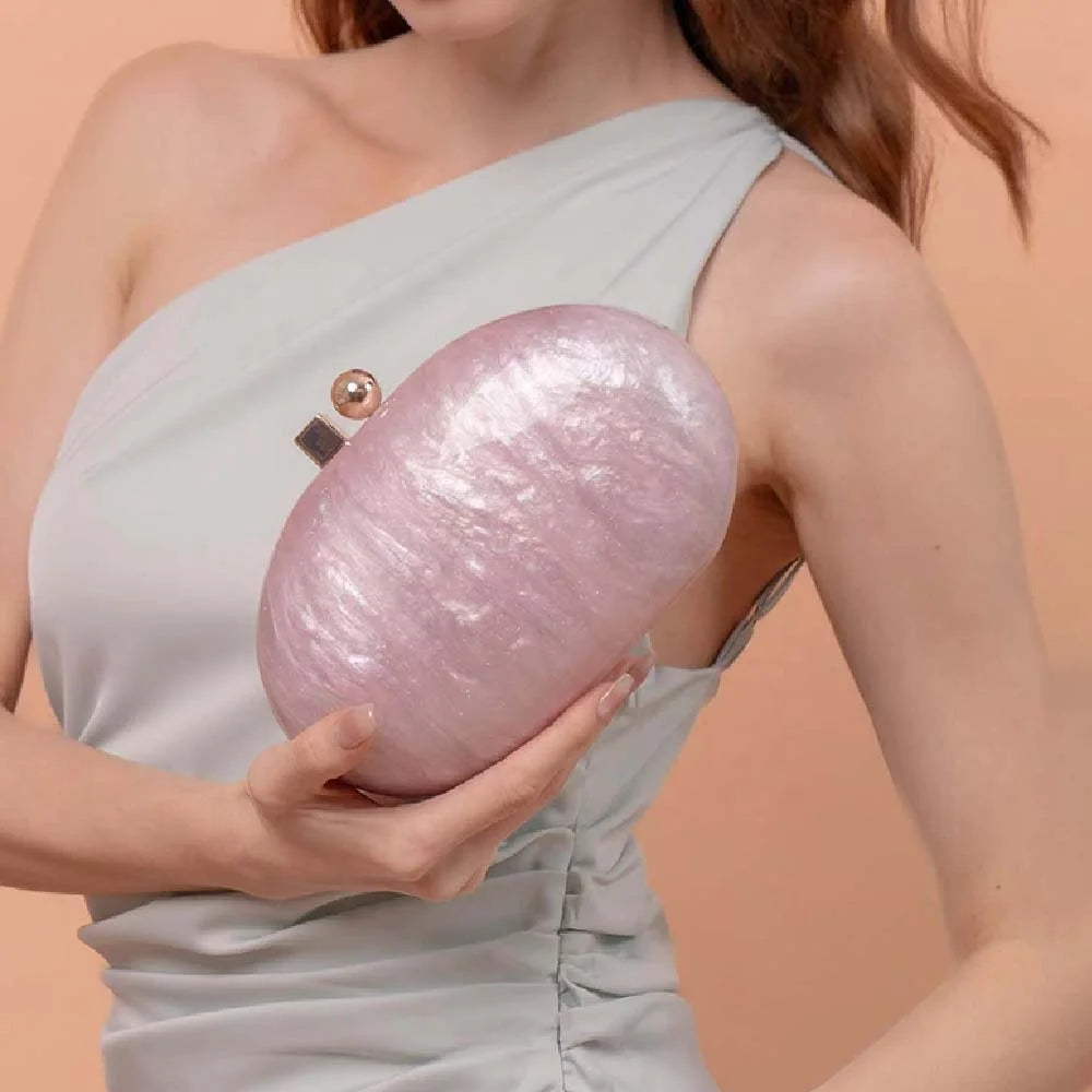 Trendy Acrylic Evening Clutch Bag for Women Marble Purse Chain Ladies Party Handbag Formal Dress Bag for Wedding Party Prom