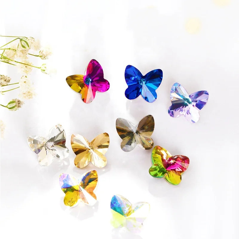 High-quality Butterfly Shape Point Back Crystal Glass Rhinestone DIY Dress
