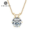 Moissanite 1ct 2ct 3ct Round Gold Plated 925 Sterling Silver VVS Moissanite Pendant Necklace with Gra Certificate