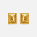 Dazan New HOT 18k Gold Plated Hypoallergenic Stainless Steel Vintage Square Bread Embossed Renaissance Earrings for Mom Gift