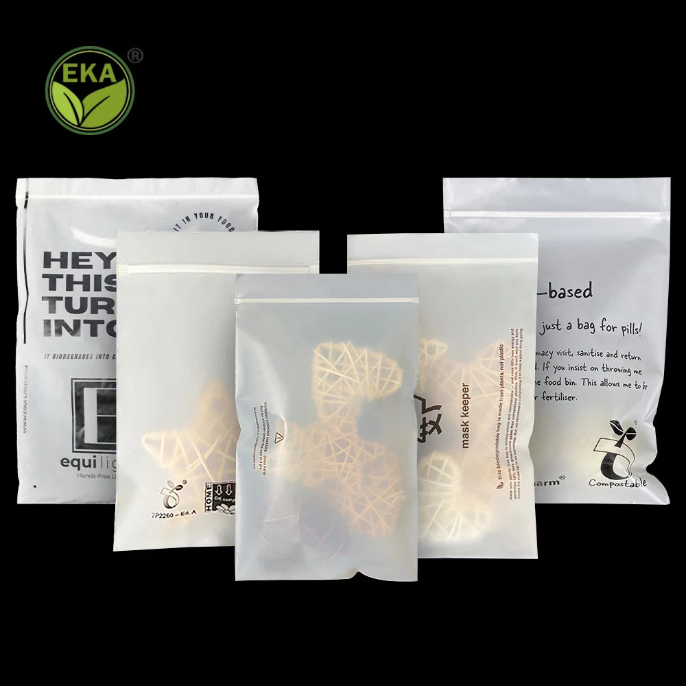 Minlee Bolsa Embalaje 100% Biodegradable Bags Eco Friendly Cotton Bud Corn Starch Packaging Custom Size Ziplock Bag