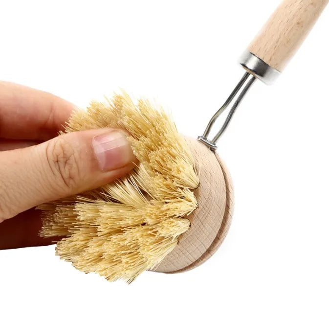 Kitchen Household Brush Beech Wood Long Handle Brush  Dish Brush Cleaning Tool