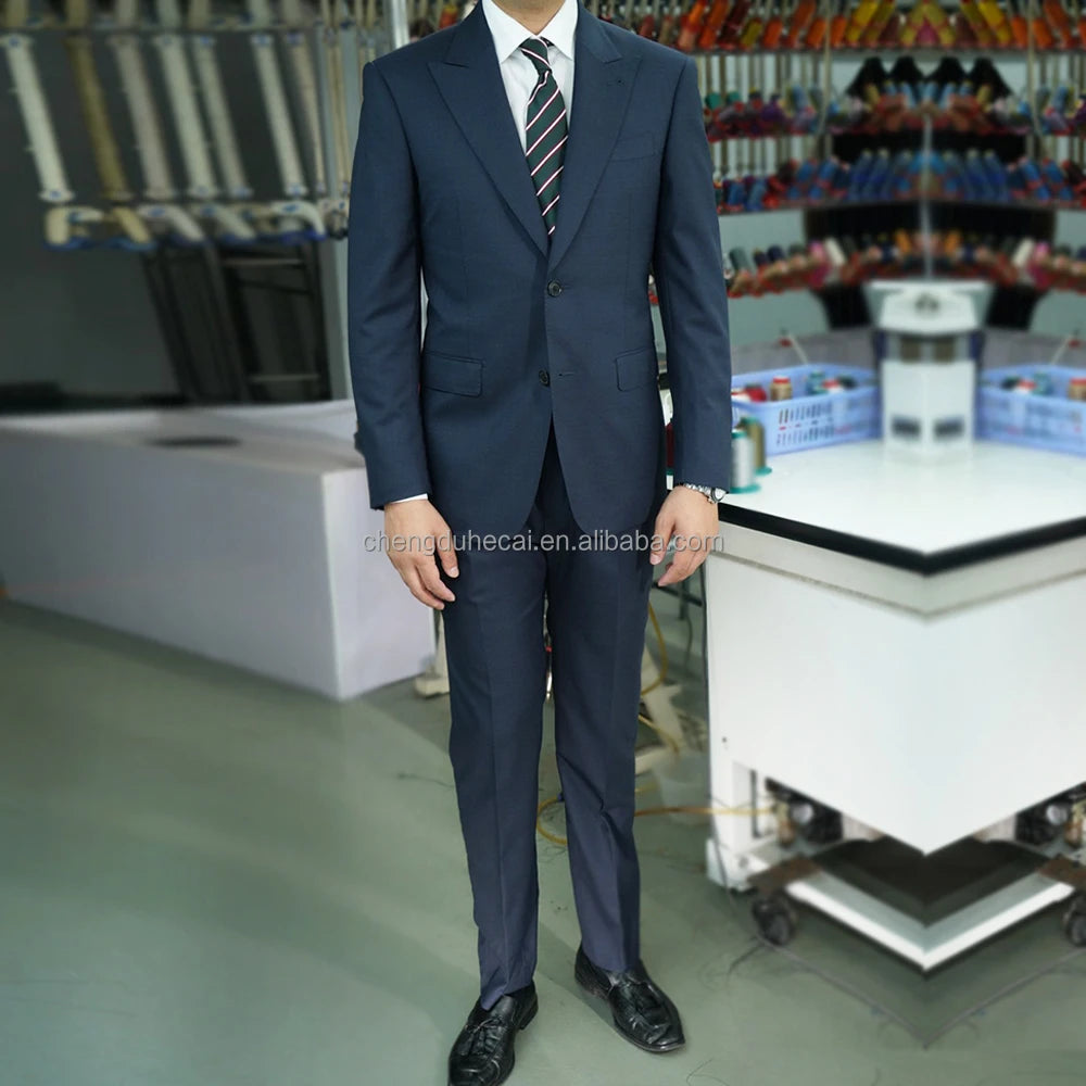 HARCHOY Italian Bespoke Vintage Style Woolen 100% Wool Single Breasted Business Suit Set V-Neck Collar Adult Men's Suit Blazer