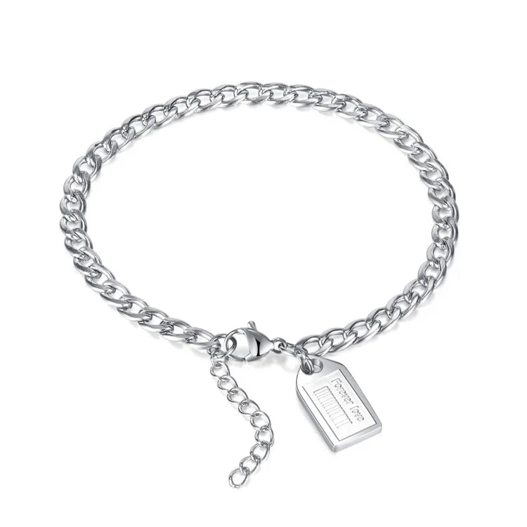 Wholesale Letter Pendant Couple Bracelet Stainless Steel square Charm Bracelet