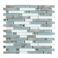 White Color Strip Shape Decoration Gloden Plating Strip Shape Backsplash Wall Glass Mosaic Mixed With Metal