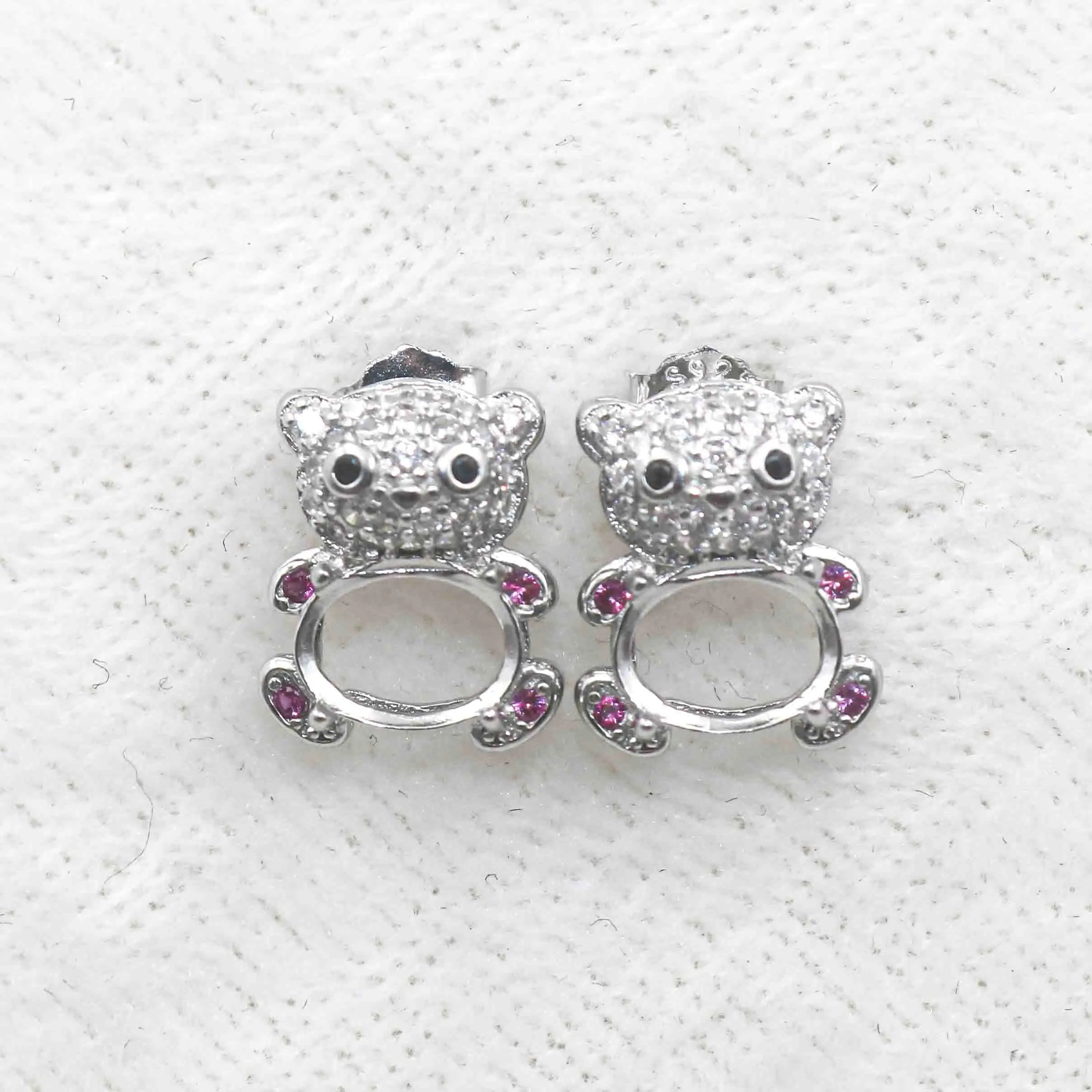 Sterling Silver 5*7mm Semi Mount Stud Earrings Empty Support Blank Claws Setting S925 Base Without Center Stone for DIY Inlay