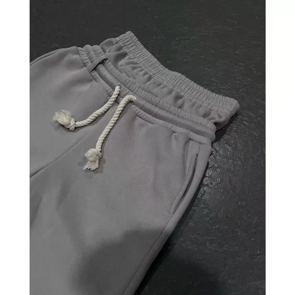 Double Waists Sweatpants Custom Manufacturer High Quality 100% Cotton Sun Faded Casual Pants Straight Acid Washed Sweatpants