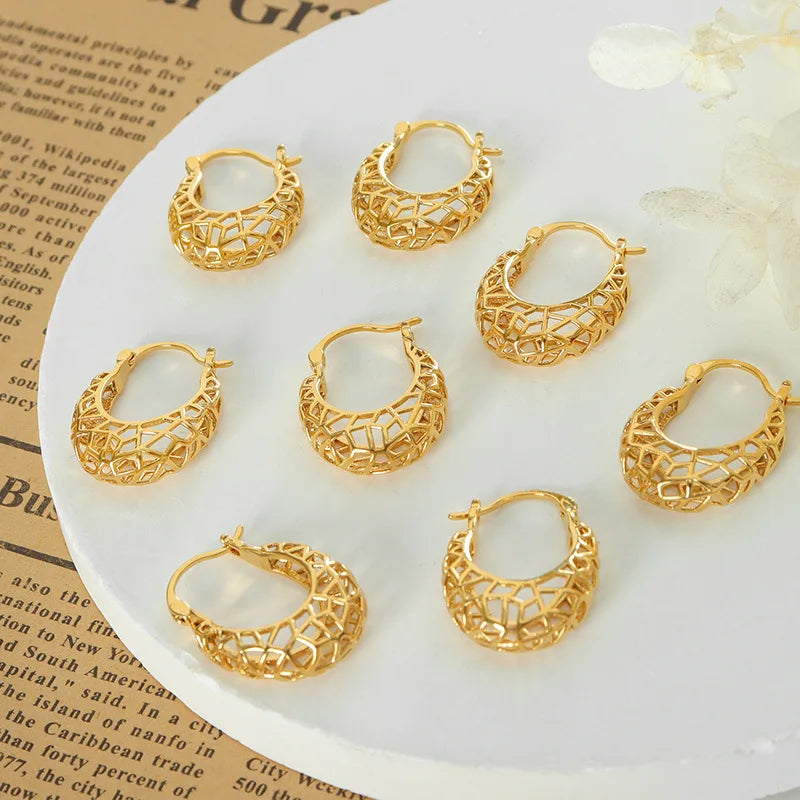 High Quality Women Stainless Steel Gold Plated Irregular Earring Jewelry for Girls Pendientes De Acero Inoxidable