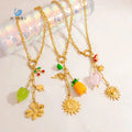 SUMMLY Trend Personalized Fruit Flower Pendant 18K Gold Plated Stainless Steel DIY Necklace Charm Fashion Jewelry