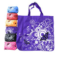 Custom Logo Reusable Folding Tote Bag Butterfly Printed Striped Polyester Grocery Shopping Bag