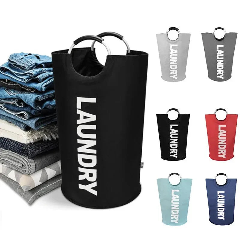 75L Large Capacity Vertical Dirty Clothes Organizer Oxford Cloth Double Laundry Basket  Storage Bag with Handle Laundry Hamper