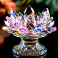 Wholesale Home Wedding Party Decor Gift Handmade Crystal Lotus Flower Candle Holder 11*9cm European Folk Art Polished Ornaments