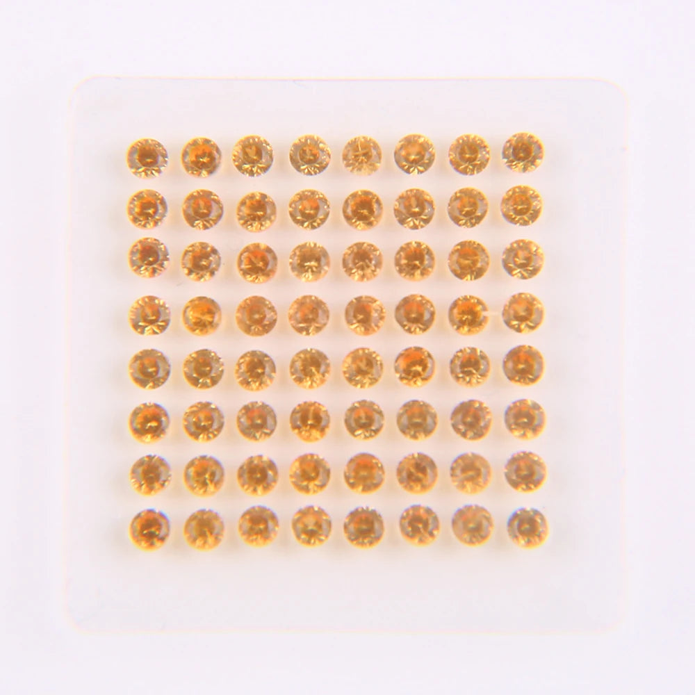 VOAINO 1.6 mm 1.65 Cts  Loose Melee Round Yellow Sapphire Beads Stone Gemstones Cabochons for Jewelry Embellishments