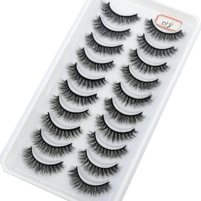 Wholesale False Eyelashes 10 Pairs Full Strip Synthetic Lashes 100% Handmade Custom Packaging Natural 3d Fluffy Lashes Eyelashes