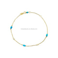 Cheap Custom 14K Gold Gem Stone Bracelet Fashion Natural Turquoise AU585 Karat Gold Bracelet