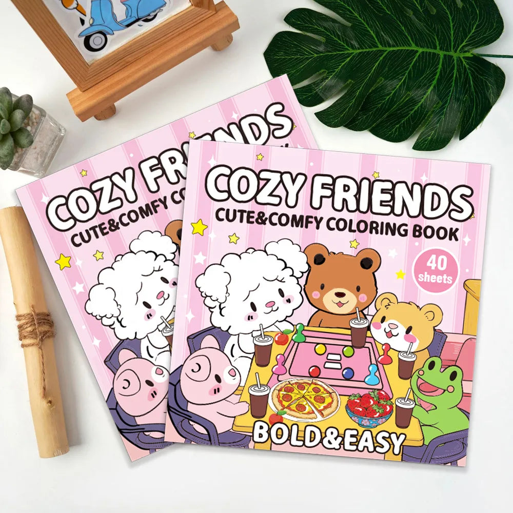 COZY FRIENDS 40-Page Bold & Easy Design Coloring Book for Adults Teens Kids & Children English Language Paper Material Wholesale