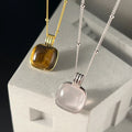 Tiger Eye & Rose Quartz Gift Necklace Square Cut Protection & Unconditional Love Pendant Meaningful Fine Jewelry for Her