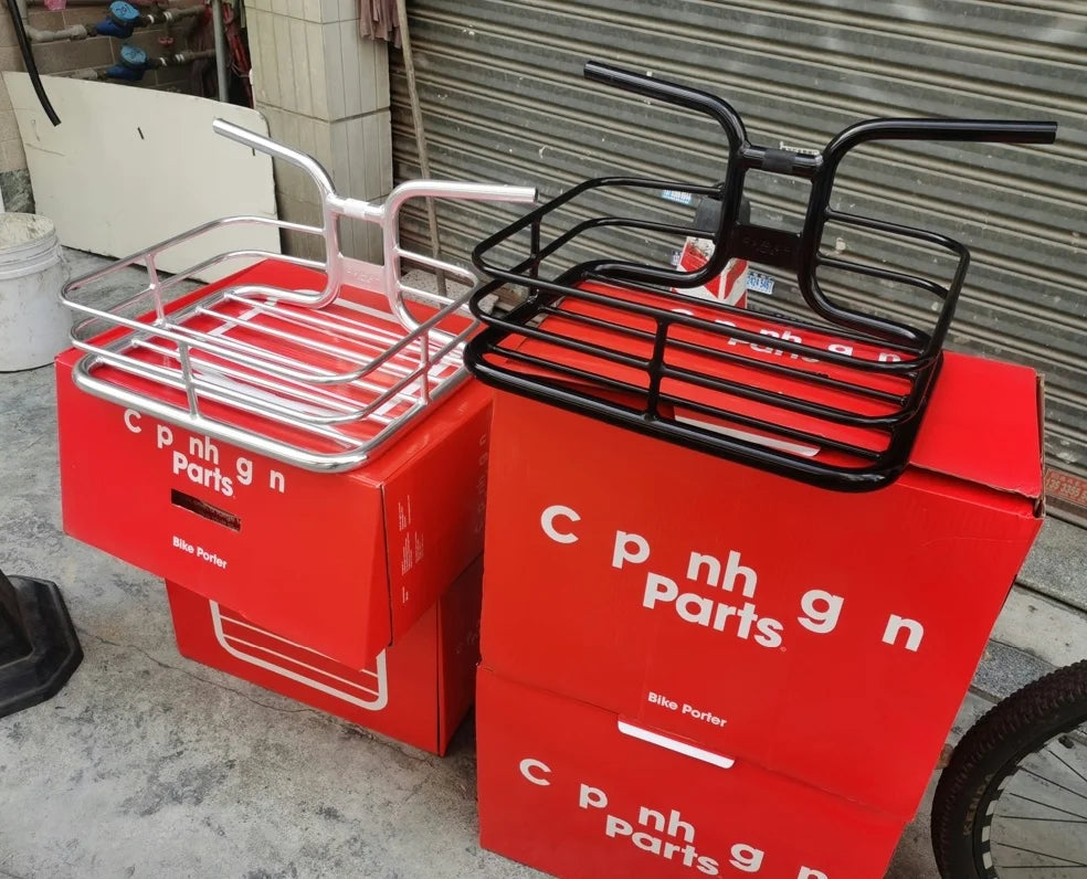 Bicycle Parts All-Aluminum Alloy Bicycle Basket High Gloss Polished Retro Front Handlebar Integrated Hbar Basket