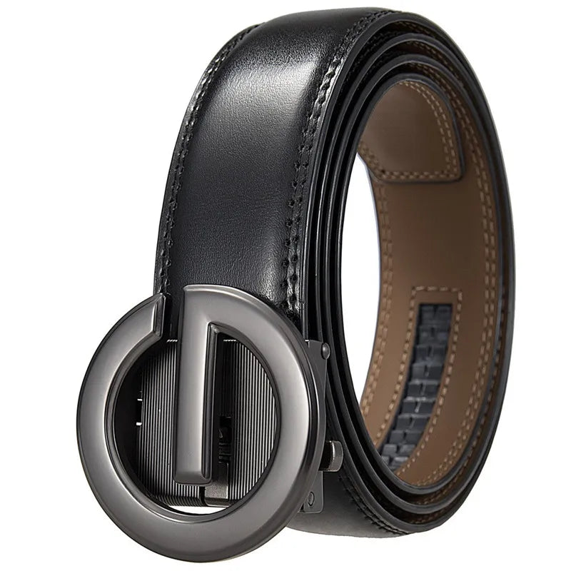LQbelt New G Buckle Cow Leather Belt Men Genuine Belt Automatic Buckle Ratchet Belts for Man Factory Custom OEM