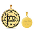 Gold Seals of the 72 Spirits the Lesser Key of Solomon King Asmoday Demon Origins Goetia 37-48 Stainless Steel Pendant Necklace