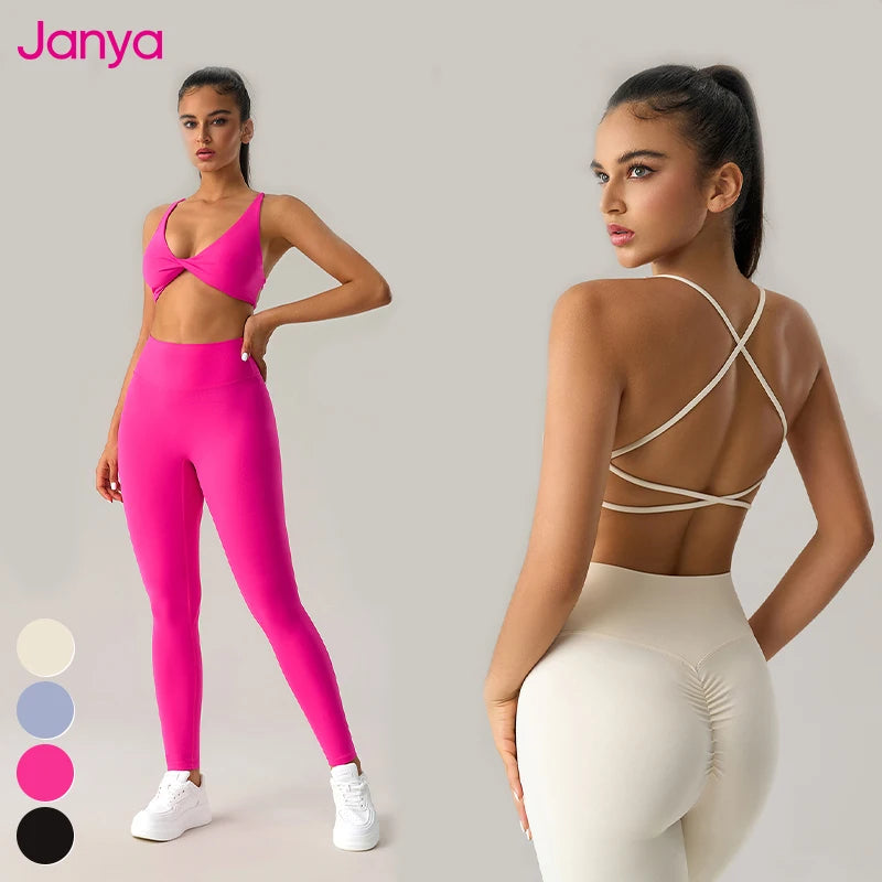 Janya 2 Piece Custom High Quality Yoga Set Women for Fitness Bra Two Breathable Sets 2pc 2025 Low Bulk Leggings Yoga Set Women