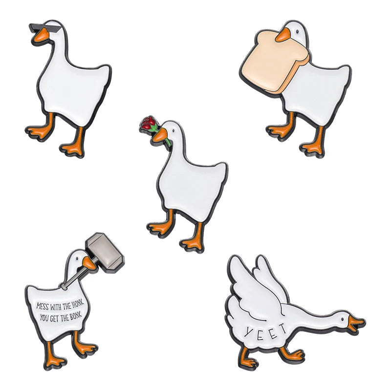 Goose Game Enamel Pins Custom Mess With the Honk You Get the Bonk Brooches Lapel Badges Cartoon Animal Jewelry Gift for Friends