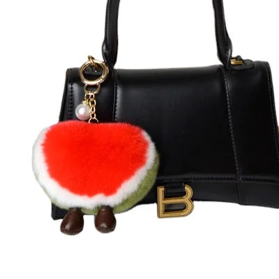 Sample Support Custom Soft Fluffy Keychain Real Rex Rabbit Fur Stuffed Home Textiles Plush Car Pendant Keychain
