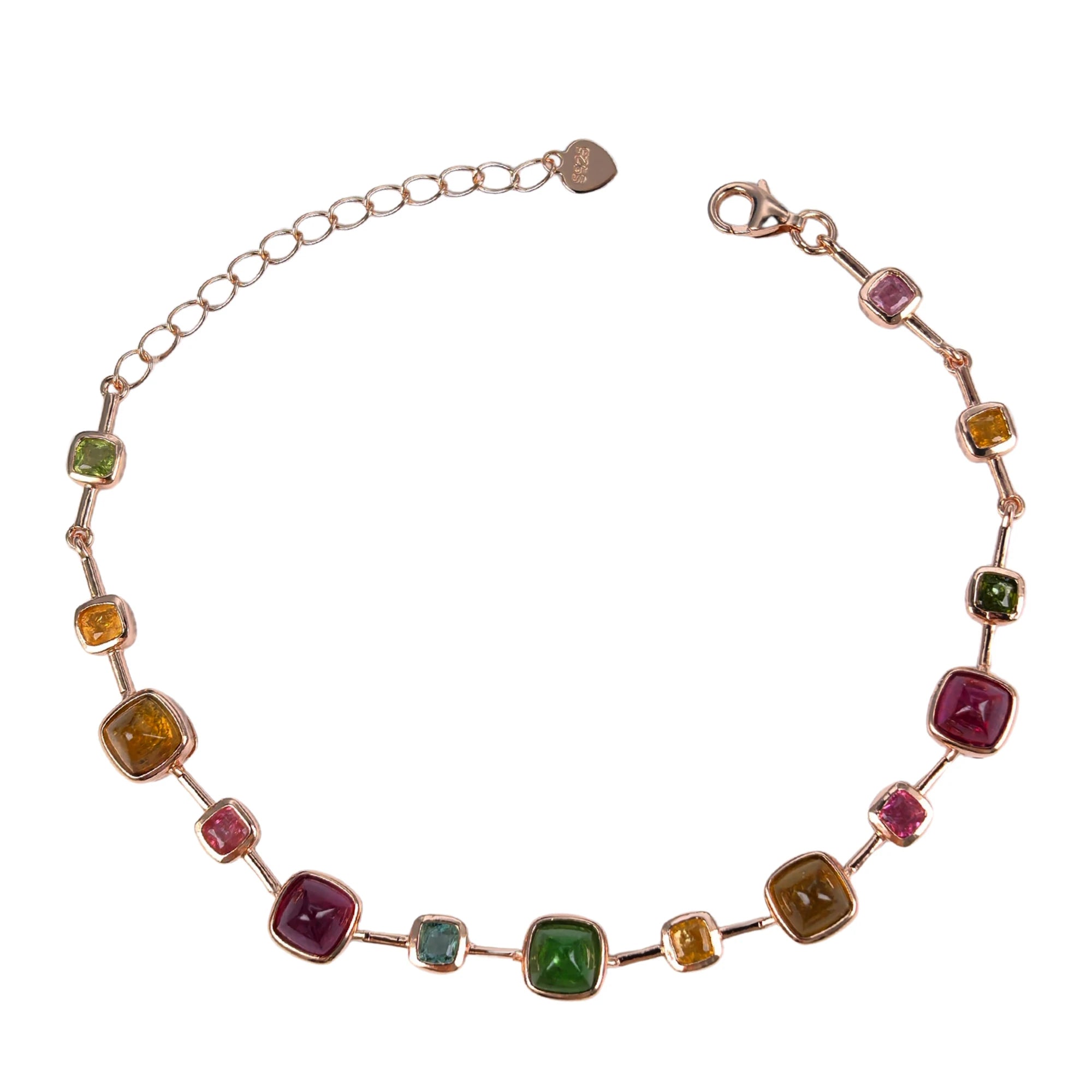 Exquisite Rose Gold Plated Silver 925 Jewelry Natural Tourmaline Bracelet for Women Anniversary Gift