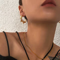 2024 Dazan 18k Gold Plated Winter Hypoallergenic Stainless Steel Spring Twist Gypsy Wave Vintage C Earrings for Camisole Dress