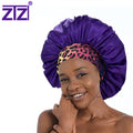 ZTZI Wholesale Elastic Band Polyester Colorful Leopard Print Wide Band Adjustable Bonnet Satin Sleep Cap Bonnet