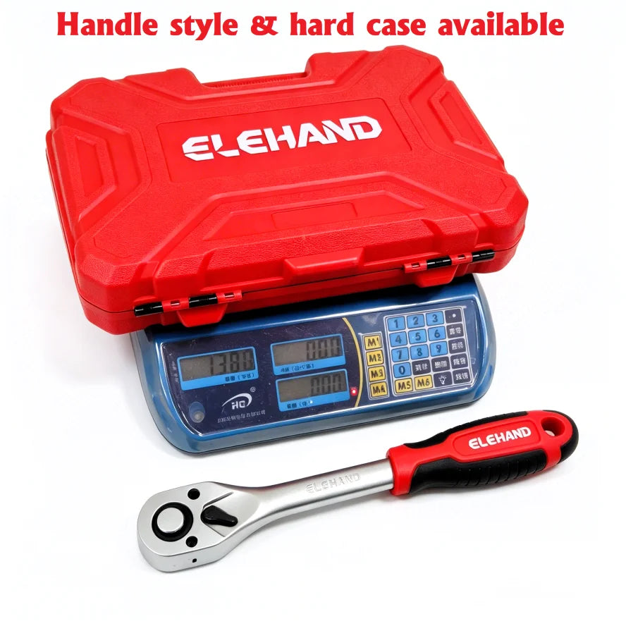 Elehand OEM 108 PCS 1/4" & 1/2" Dr. Socket Set Auto Repair Tool On-Board Household Repair Kit with Hard Case Ratchet Wrench Set