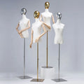 XINJI Boutique Shinny Gold Head Mannequin Silver Golden Display Shop Window Women Full Body Fabric Mannequins Female for Ladies