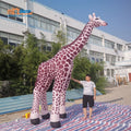 Modern Giant Outdoor Jungle Theme 4m High Inflatable Giraffe Balloon Built-In Fan Thermal Transfer Printing 210D Oxford Cloth